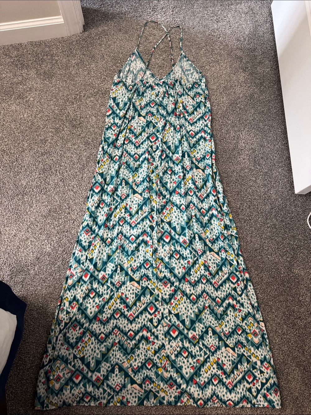 Old Navy Teal, White & Red Printed Maxi Dress - Picture 4 of 5